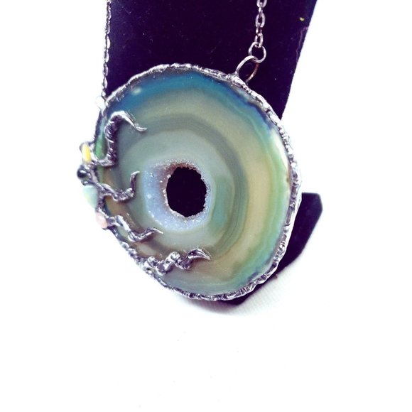 Huge Crystal agate geode Necklace statement piece glam - Picture 9 of 12